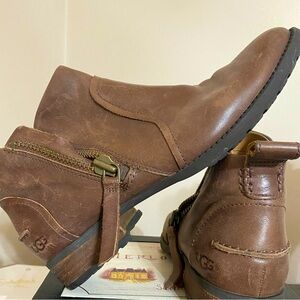 UGG Aureo II Chestnut Brown Suede Waterproof Ankle Booties Boots Size 8.5